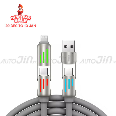 SOGO USB C + Lightning cable 4-IN-1 USB C Cable 100w Fast Charging Silicone RGB Charge SG-36