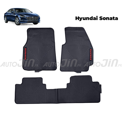 Hyundai Sonata  2021-2024 Latex Imported Rubber Floor Mats Black