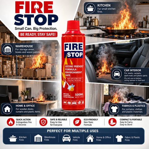 Fire Stop Multi-Purpose Fire Extinguisher Spray 500ml - Portable Spray Safety