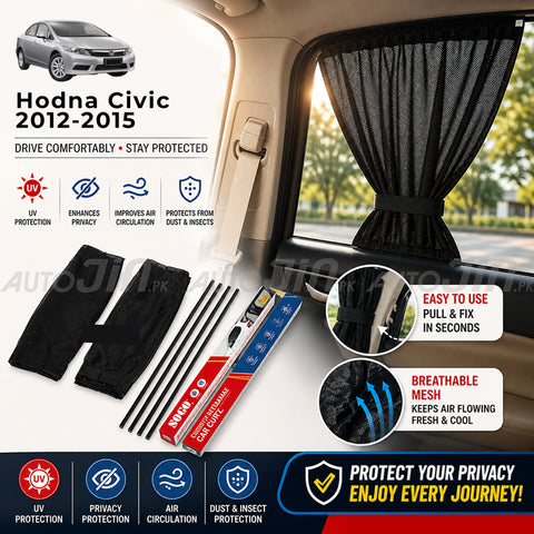 Sogo Honda Civic 2012-2015 Custom Fit Retractable Curtains Sliders Railing