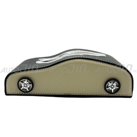 Exclusive Car-Shape Leather Tissue Box - Black & Beige