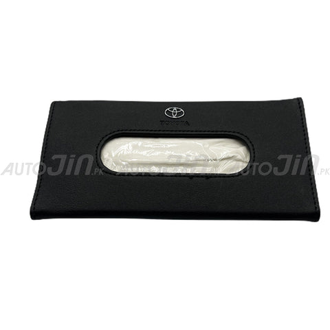 Car Sun Visor Leather Hanging Tissue Box Toyota - Black