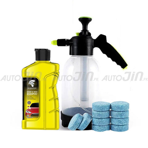 2L Spraying Bottle + Shampoo 450ML + Windshield Cleaning Tablet 10 Pics