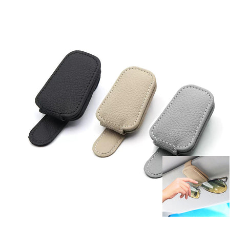 Magnetic Car Sunglasses Holder Clip for Sun Visor – PU Leather Glasses Holder