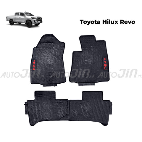 Toyota Hilux Revo 2016-2025 Latex Imported Rubber Floor Mats Black