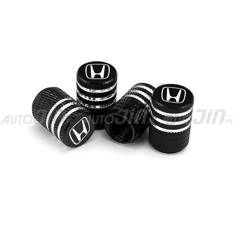 Honda Logo Car Wheel Tire Valve Caps Black - 4 Pcs