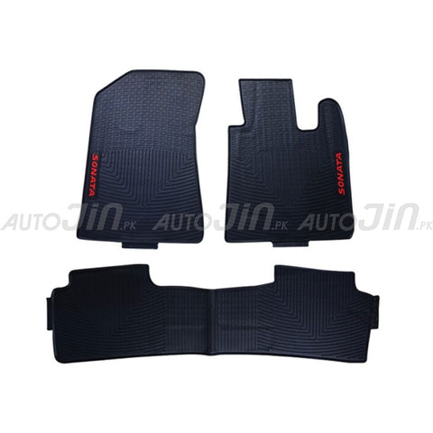 Hyundai Sonata Latex Imported Rubber Floor Mats Black 2021-22