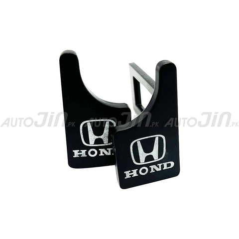 Metal Thumb Push Seat Belt Clip Black - Honda Logo