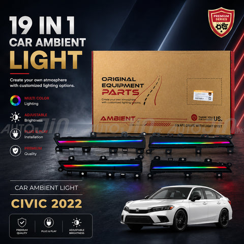 Honda Civic 2022-2025 19-in-1 Modular 12V Interior Light with App Control OEM Ambient Light Kit