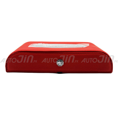 High Quality Tissue Box for Car - MG Logo - PU Leather - Red