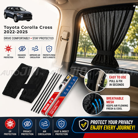 Sogo Toyota Corolla Cross 2022-2024 Custom Fit Retractable Curtains Sliders Railing