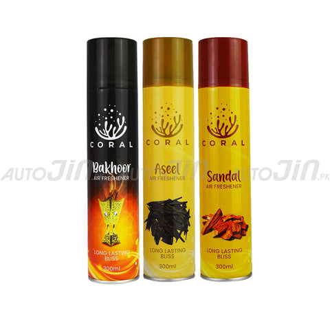 Coral Air Freshener Pack Of 3 - Bakhoor, Aseel, Sandal - 300ML