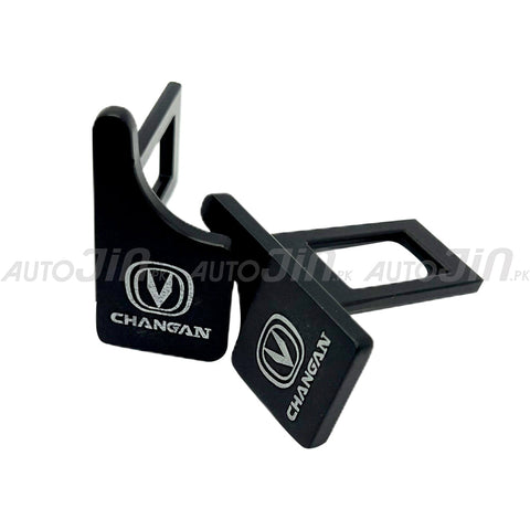 Metal Thumb Push Seat Belt Clip Black - Changan Logo