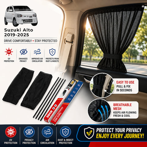 Sogo Suzuki Alto 2019-2025 Custom Fit Retractable Curtains Sliders Railing