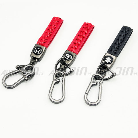 Premium PU Leather Rope Keychain Metal - Multicolour