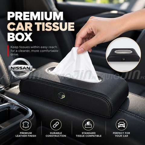 High Quality Tissue Box for Car - Nissan Logo - PU Leather - Black
