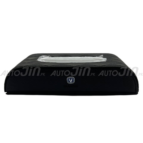 Changan Logo 7D PU Leather Tissue Box - Black