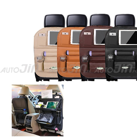 PU Leather Car Back Seat Organizer with Dinning Tray