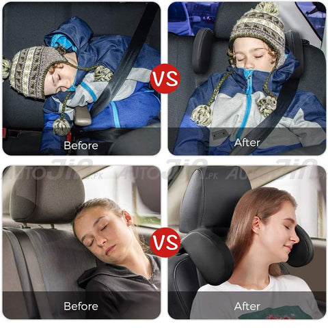 Car Travel Head Rest Side Pillow - Black