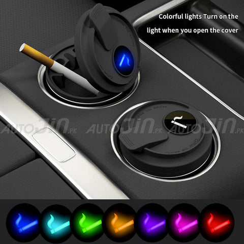 Car Cigarette Ashtray RGB 7 Color LED Light