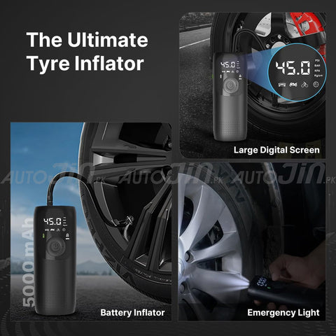 Sogo 5,000mAh Electric Smart Digital Display Tire Inflator & Power Bank With Led Light LP2-P