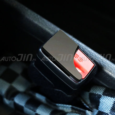 Metal Thumb Push Seat Belt Clip Black - DFM Logo