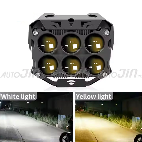 High Power 6 Lenses LED Spotlight 70W White Yellow Strong Brightness Fog Light for Bike Car Truck SUV