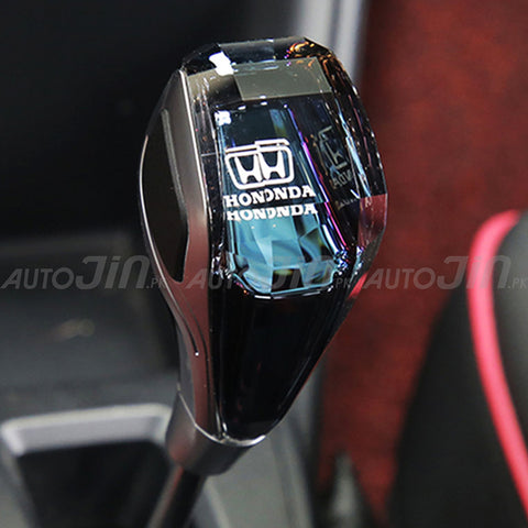 Crystal Car Gear Shift Knob With LED - Honda Logo - RGB Led Touch Lighting Transparent Gear Knob