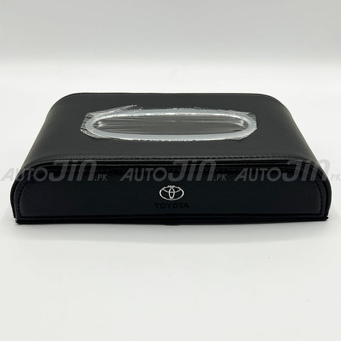 High Quality Tissue Box for Car - Toyota Logo - Pu Leather - Black