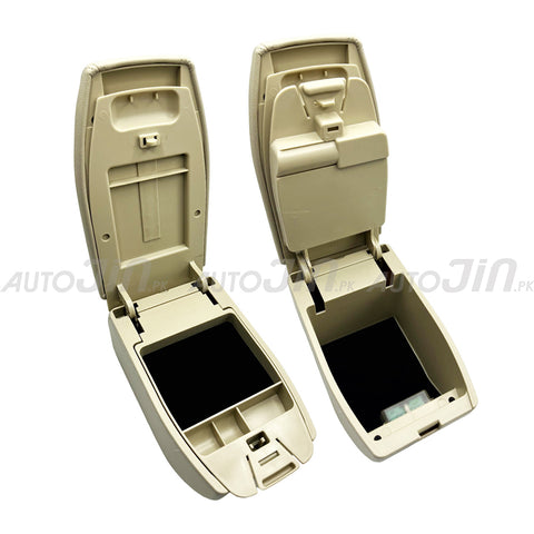 Sogo Honda Br-v Leather Armrest Console With Usb 4 Ports - Beige