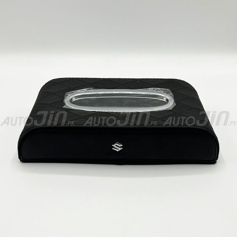 Suzuki Logo 7D PU Leather Tissue Box - Black