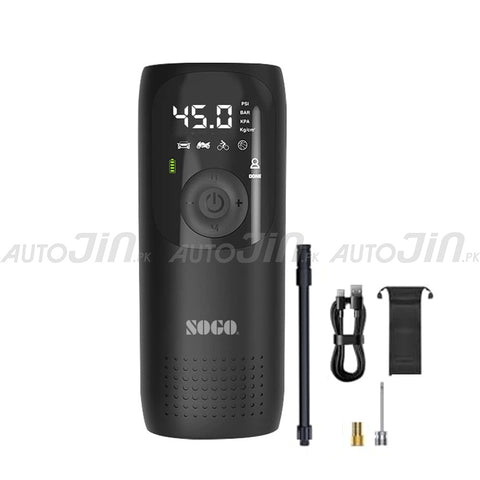 Sogo 5,000mAh Electric Smart Digital Display Tire Inflator & Power Bank With Led Light LP2-P