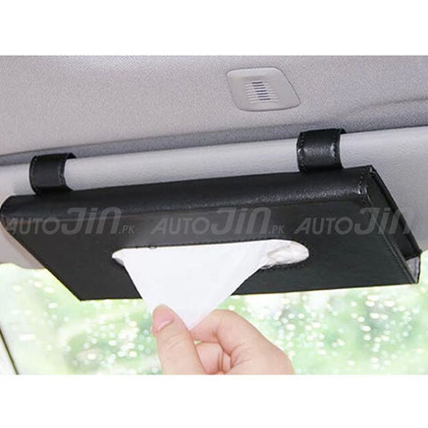 Car Sun Visor Leather Hanging Tissue Box Hyundai - Black