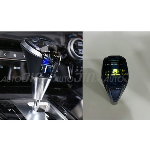 Crystal Car Gear Shift Knob With LED - Hyundai Logo - RGB Led Touch Lighting Transparent Gear Knob