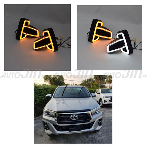 Toyota Hilux Rocco Fog Lamp DRL Covers Dual Led 2016-2021