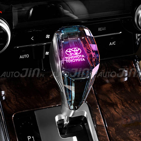 Crystal Car Gear Shift Knob With LED - Toyota Logo - RGB Led Touch Lighting Transparent Gear Knob