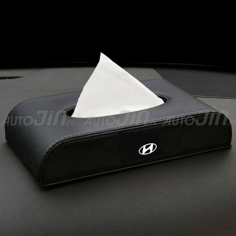 High Quality Tissue Box for Car - Hyundai Logo - Pu Leather - Black