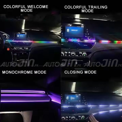 Car Interior Dashboard LED Ambient Lights Acrylic Symphony RGB USB APP Remote Control - 110cm