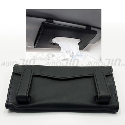 Car Sun Visor Leather Hanging Tissue Box Suzuki - Black