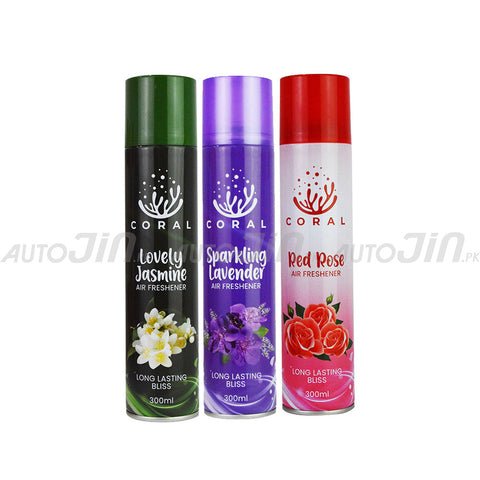 Coral Air Freshener Pack Of 3 - Lavender, Red Rose, Jasmine - 300ML