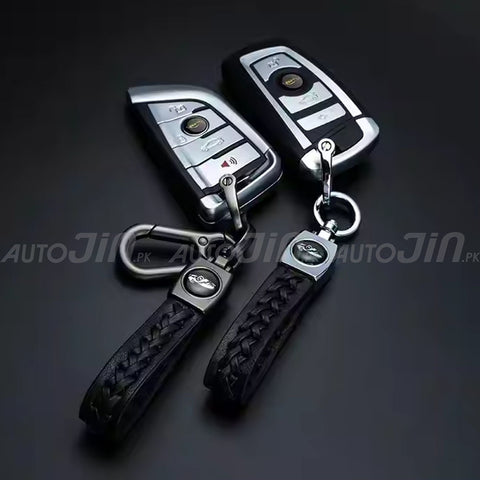 Premium PU Leather Rope Keychain Metal - Multicolour