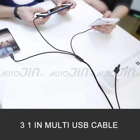 Sogo Data Cable Fast Charging 3 in 1 SG-91 With Free Areon Autojin Black Crystal Hanging Card Perfume