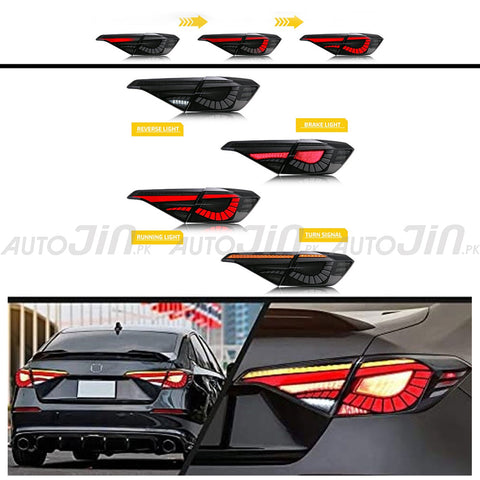 Honda Civic 2022-23 Snake Tail Light - Smoke