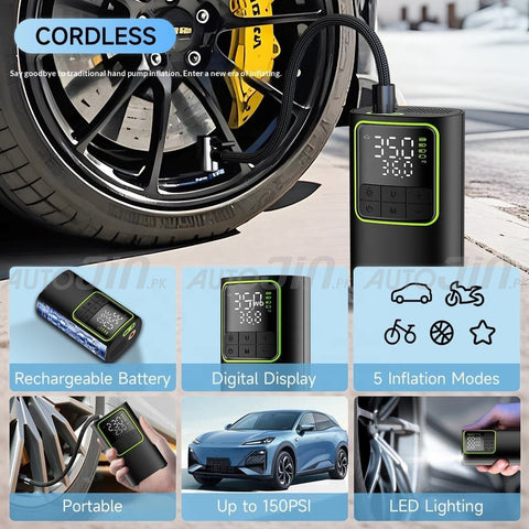 SOGO Wireless rechargeable Digital Display Tire Inflator & Power Bank 4000mAh With Led Light S-444