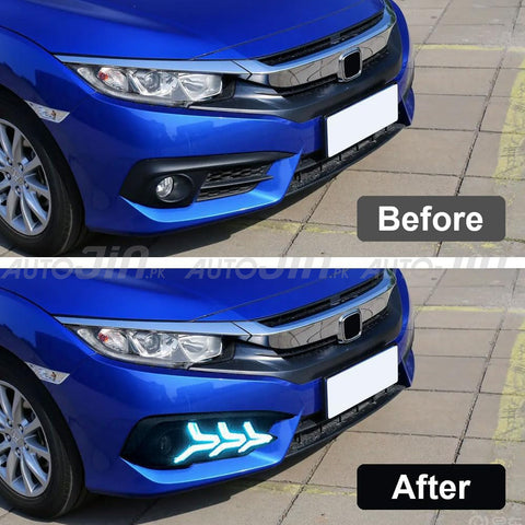 Honda Civic 2016-202Fog Lights DRL Cover V3 Arrow Style version 2