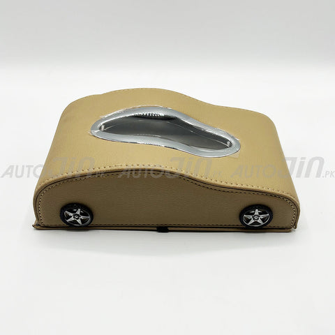 Exclusive Car-Shape Leather Tissue Box - Beige