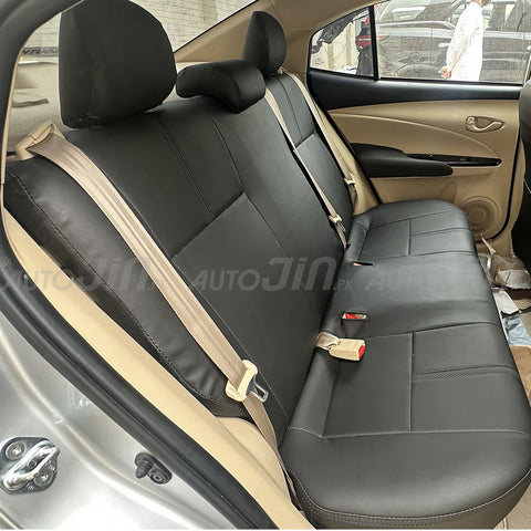 Toyota Yaris 2020-2026 Black with Carbon Strap Leather Seat Cover