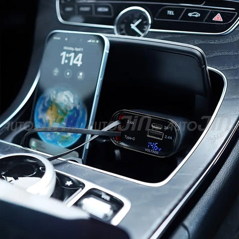 SOGO 120w 4 in 1 USB Fast Charging Car Cigarette Lighter Adapter Retractable Cable