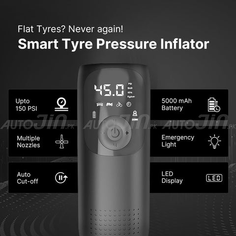Sogo 5,000mAh Electric Smart Digital Display Tire Inflator & Power Bank With Led Light LP2-P