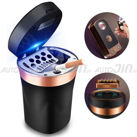 Car Cigarette Auto Ashtray Rechargeable Solar With LED